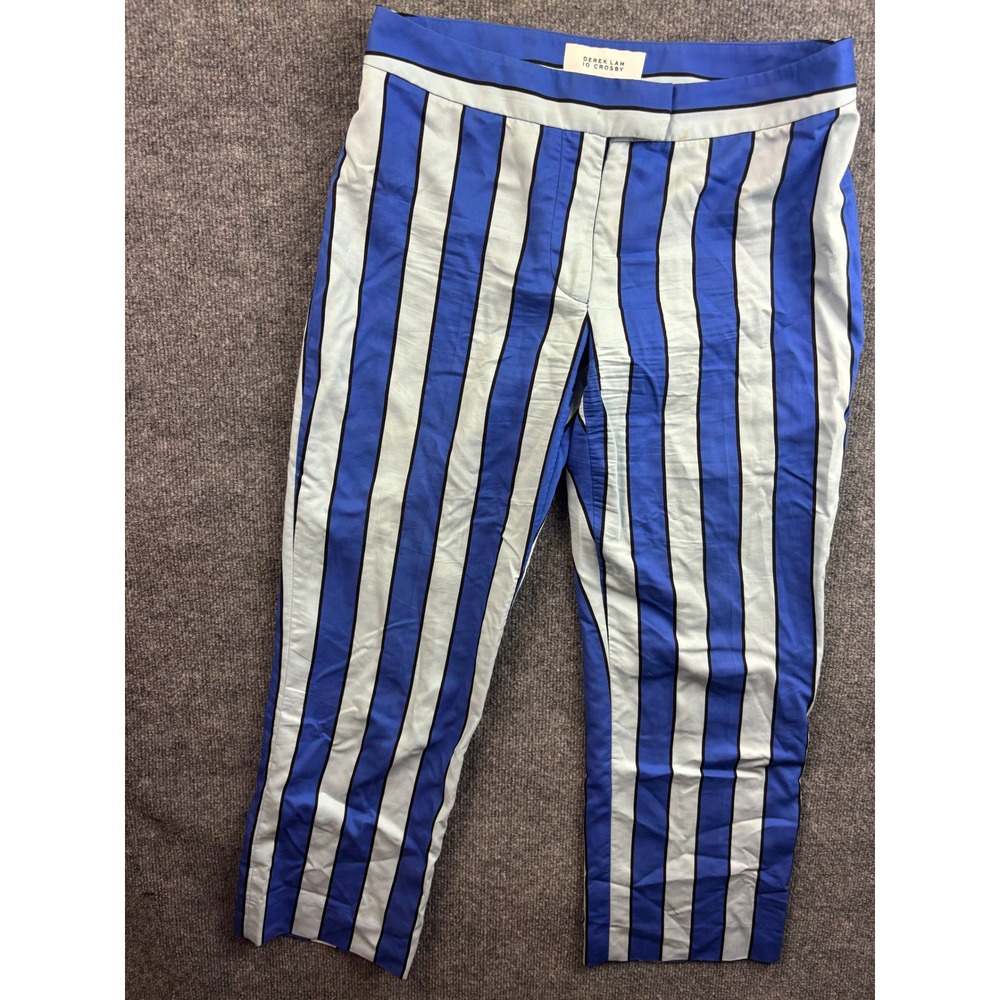 Derek Lam 10 Crosby Pants Womens 6 Blue Striped Straight Leg Trousers